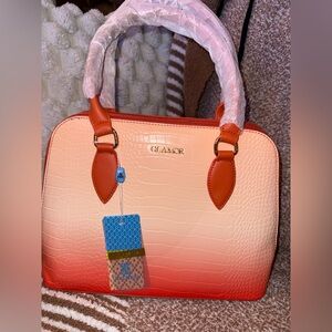 Glamor sunset-colored, alligator-skin textured satchel w/ crossbody strap- NWT
